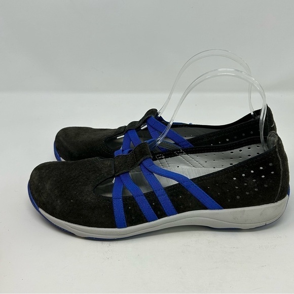 Dansko Hope Black Leather & Royal Blue Stretch Fabric Mary Janes Loafers Size 40 - Picture 6 of 13